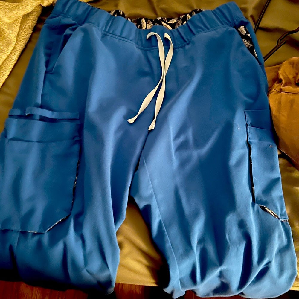 X-Large Figs Limited Edition Tema wide leg scrub pants in royal blue